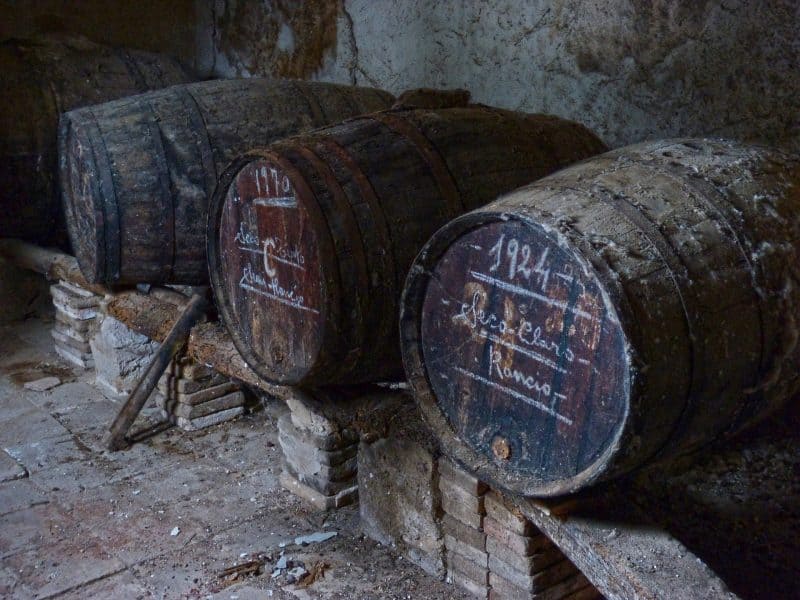 Oak wine making barrels in Priorat bodegas