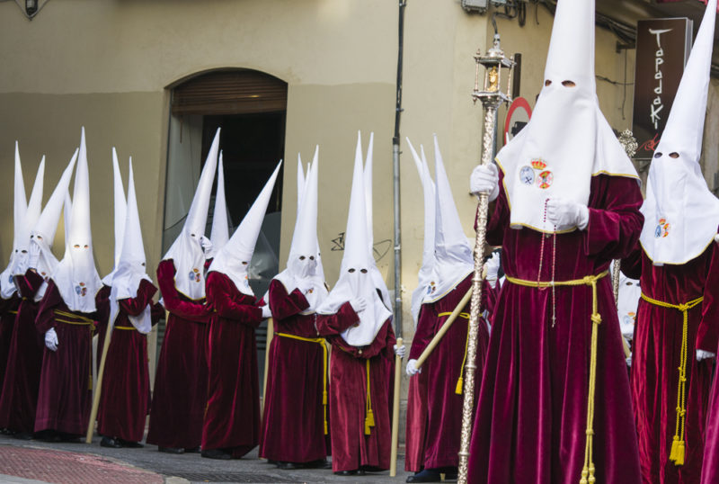 Málaga brotherhood waiting for procession in Málaga