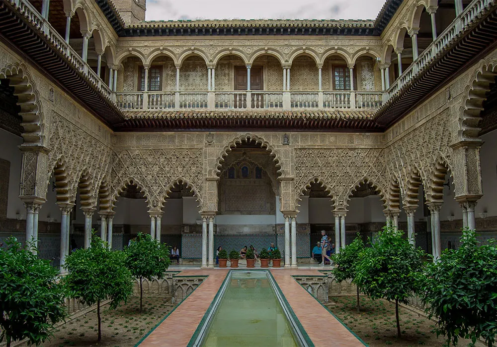 the Patio de las Doncellas in the Real Alcázar, Seville