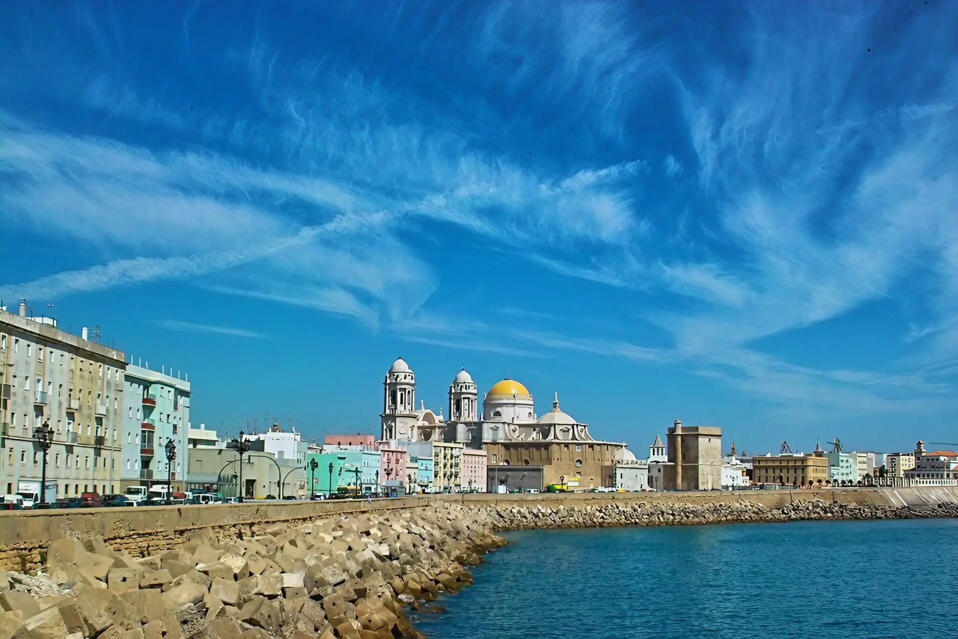 Cadiz from the sea showing the Cathedral Image credit: Dicklyon, CC BY-SA 4.0 , via Wikimedia Commons