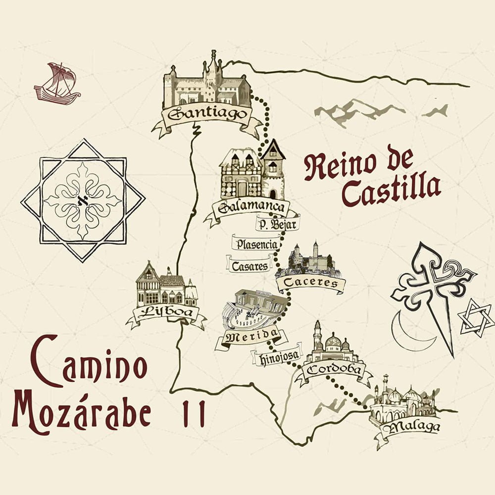 Camino Mozarabe Hand-Drawn Map