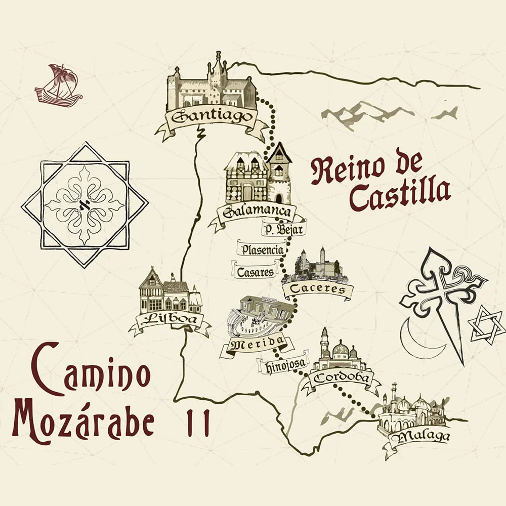 How one man's journey created the Camino de Santiago 3 Camino Mozarabe Hand-Drawn Map