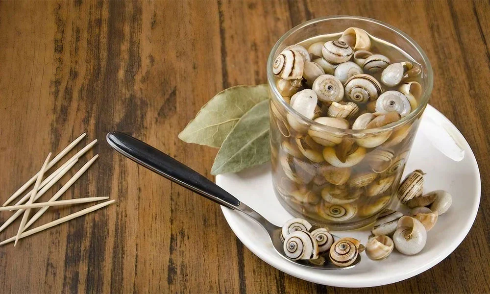 TOMA Spotlight: Andalucian Dishes 2 Snails from Linares: Snails in hot broth served in a glass. Image courtesy of Bar los Jamones, Linares, Jaen.