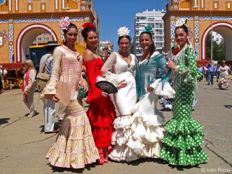 beautiful flamenco dresses at the Seville fair