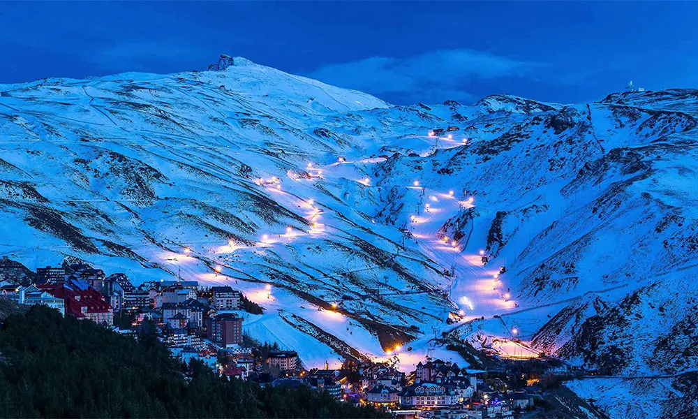Winter Sports in Andalucía: Sun, Snow, and Surprises 3 Night skiing in Granada. Image credit: picryl