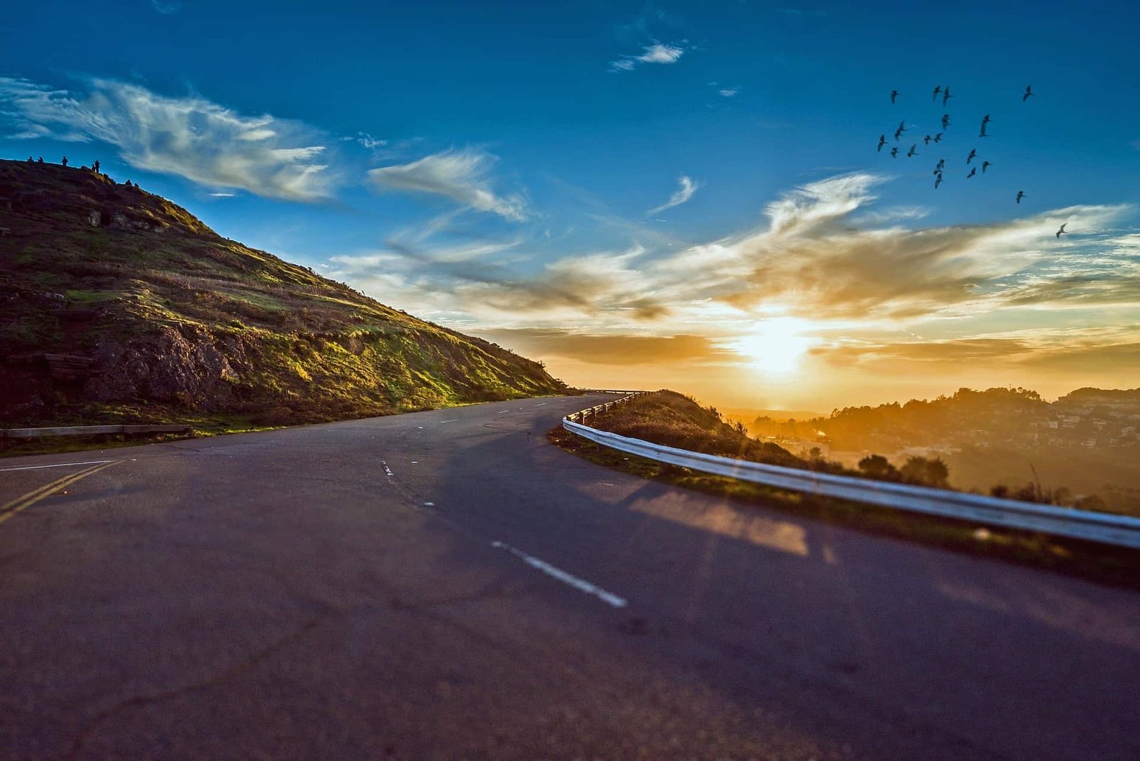 Winding Andalucia Road with sunset